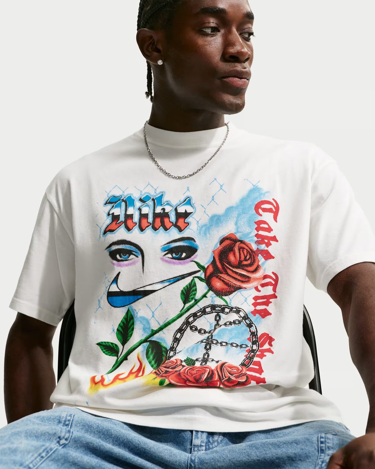 Remera Nike Flower White