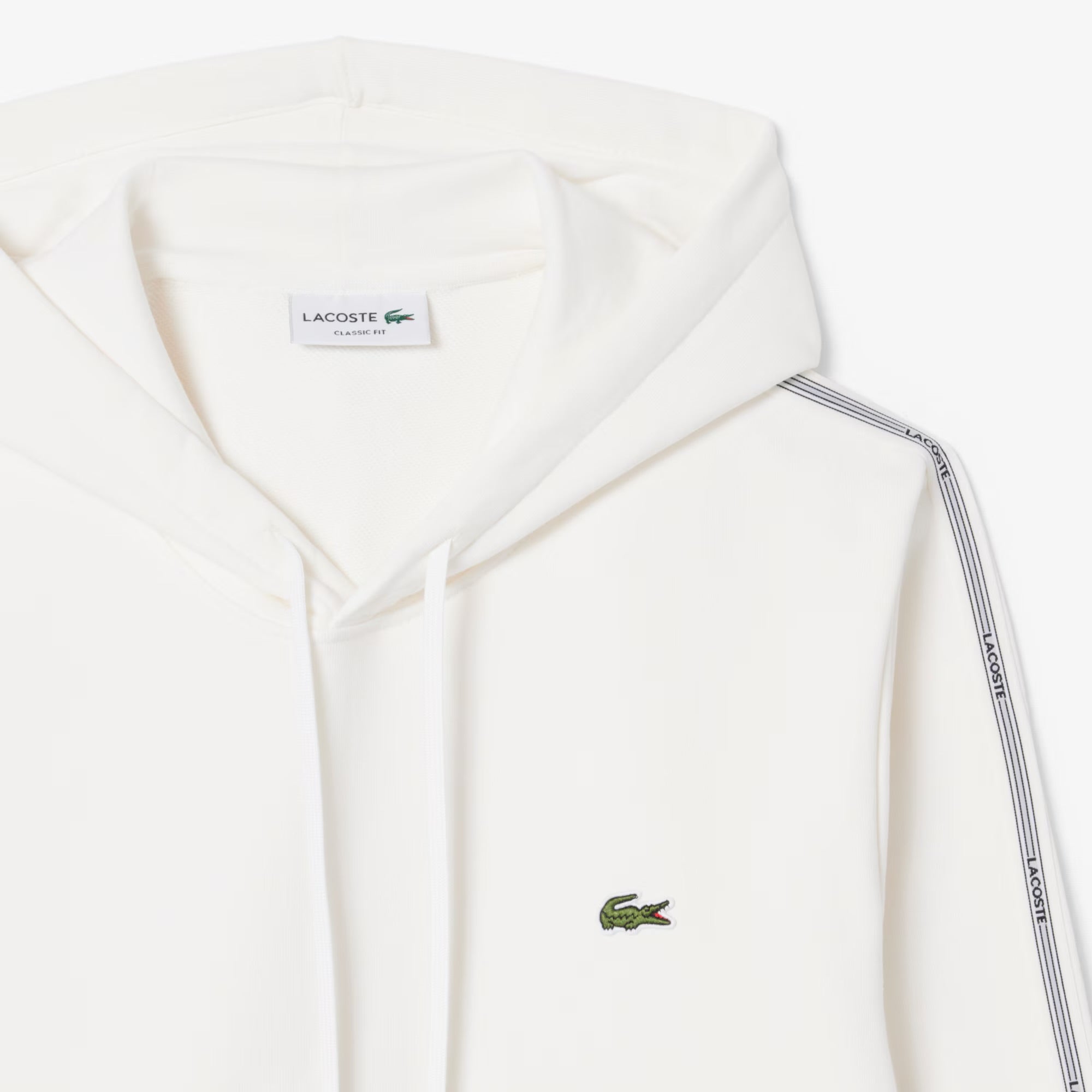 Buzo Lacoste Stripe Zipped Blanco