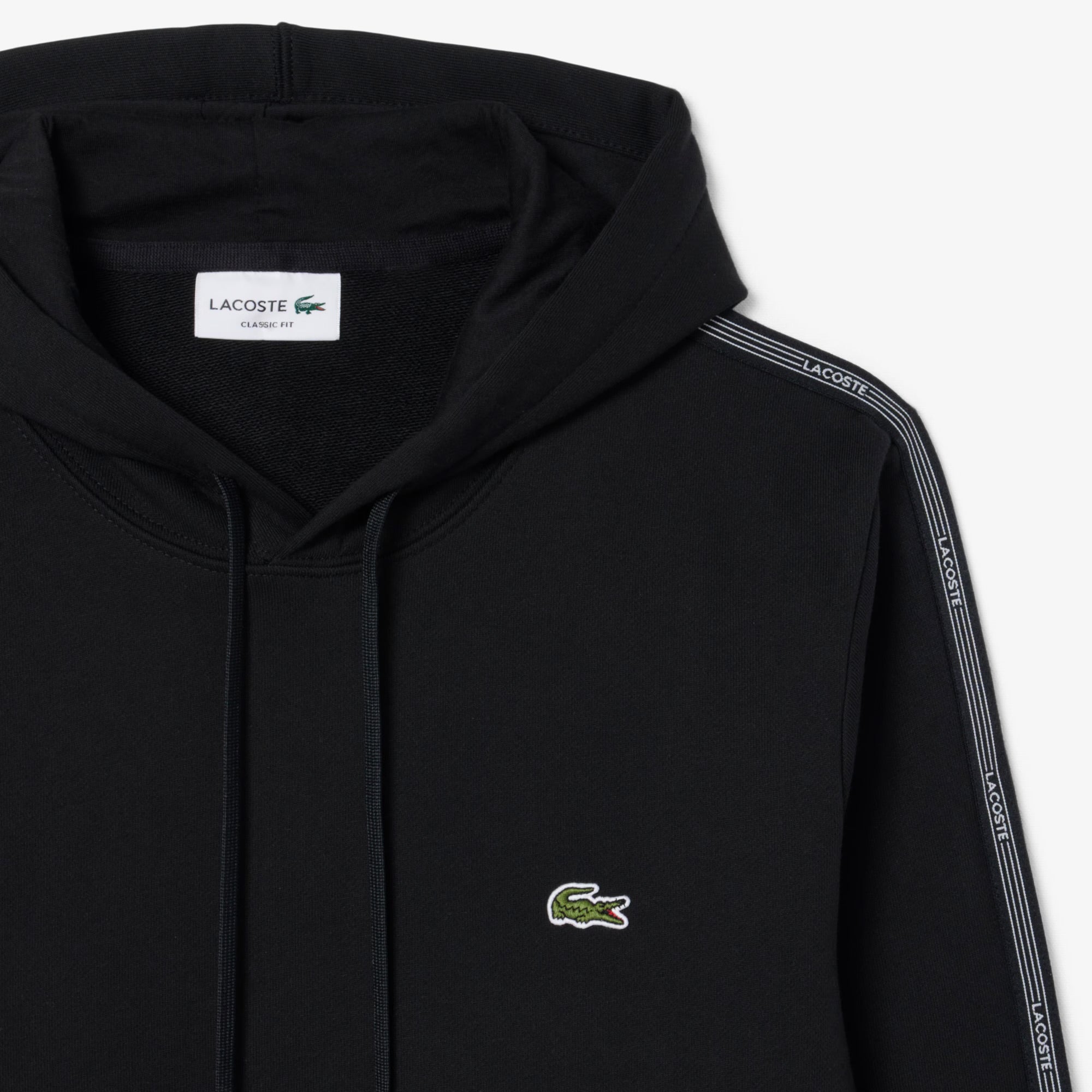 Buzo Lacoste Stripe Zipped Negro