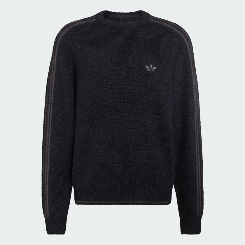Buzo Adidas Stripes Fluffy Knit Crew Jumper Black
