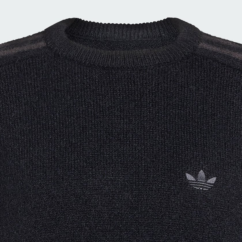 Buzo Adidas Stripes Fluffy Knit Crew Jumper Black