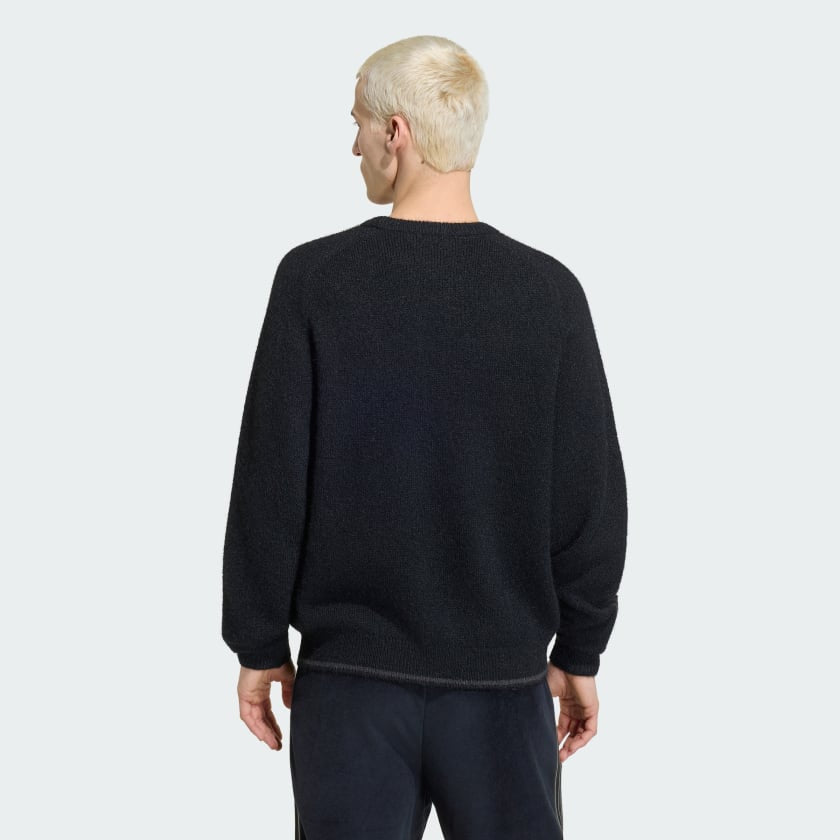 Buzo Adidas Stripes Fluffy Knit Crew Jumper Black
