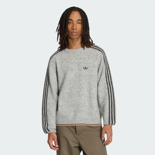 Buzo Adidas Stripes Fluffy Knit Crew Jumper Grey