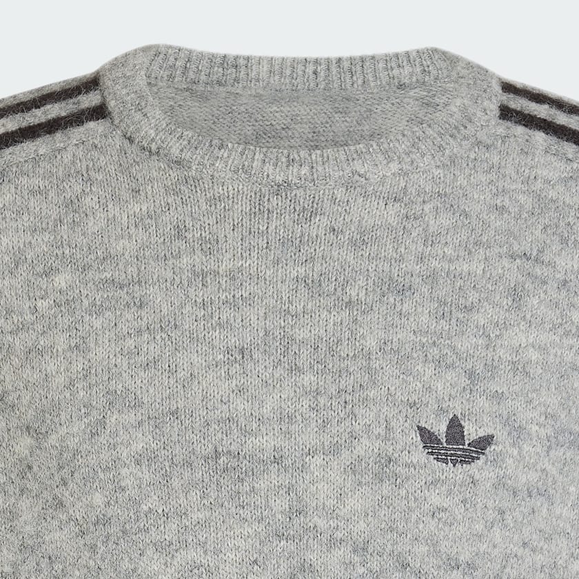 Buzo Adidas Stripes Fluffy Knit Crew Jumper Grey