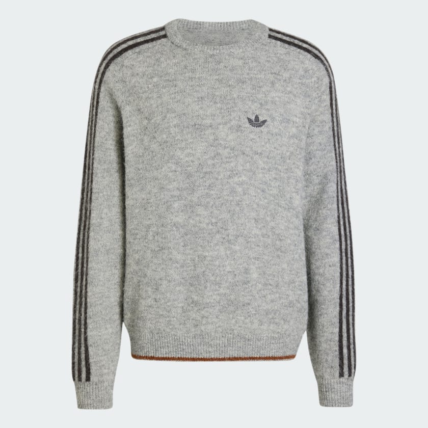 Buzo Adidas Stripes Fluffy Knit Crew Jumper Grey