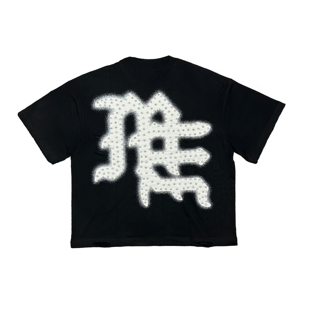 Remera Mixed Emotion Black ‘End’ Rhinestone