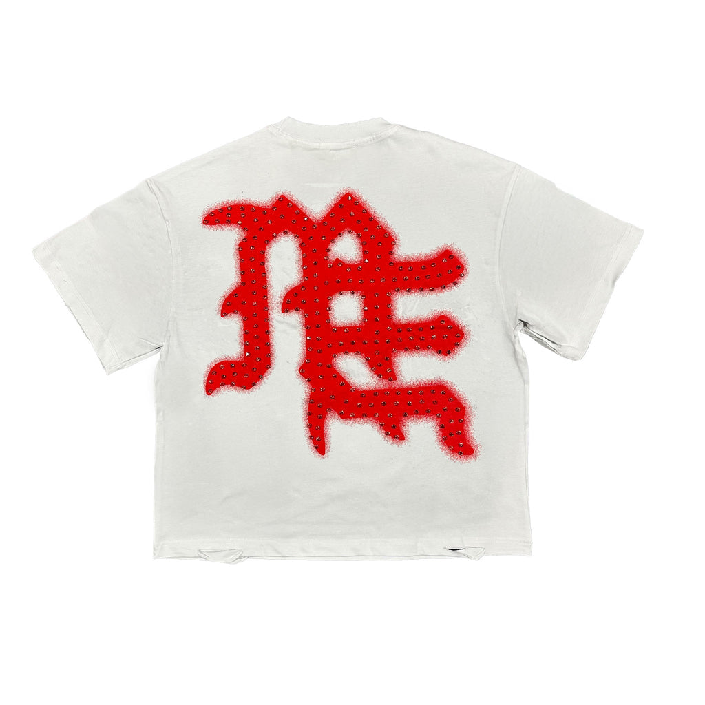 Remera Mixed Emotion Red ‘End’ Rhinestone Tee