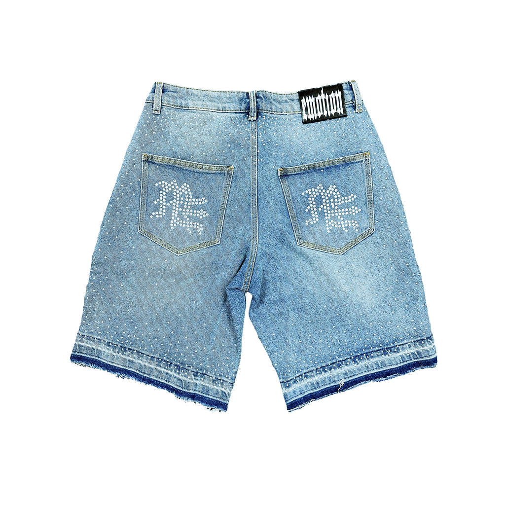 Short Mixed Emotion Rhinestone Denim