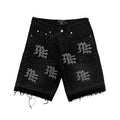 Short Mixed Emotion Rhinestone Denim Black