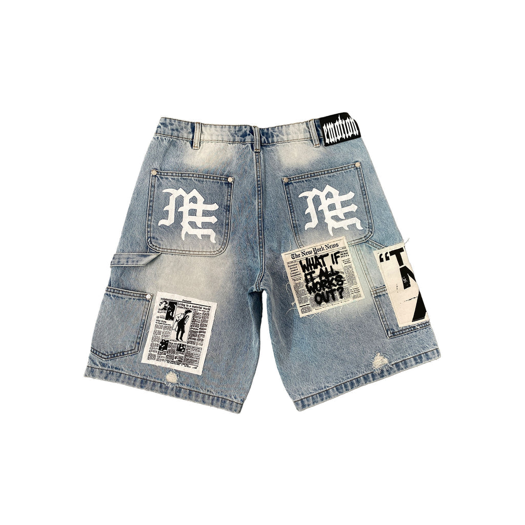 Short Mixed Emotion Blue AI Denim